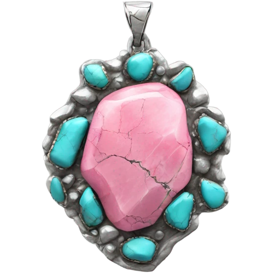 Realistic isolated cracked pink stoned western turquoise jewelry.  emoji