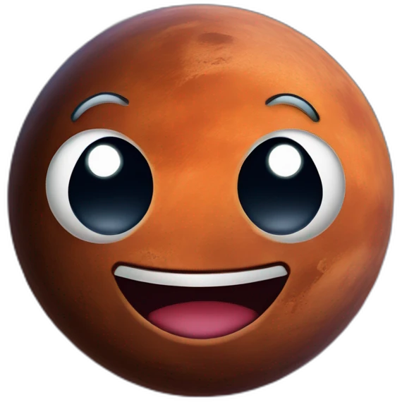 planet mars with a cartoon smiling face with heart-eyes emoji
