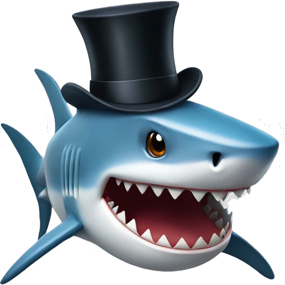 Shark with a top hat smiling  emoji