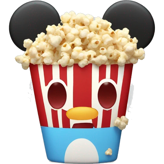 Cute micky mouse with popcorn on top of its head emoji