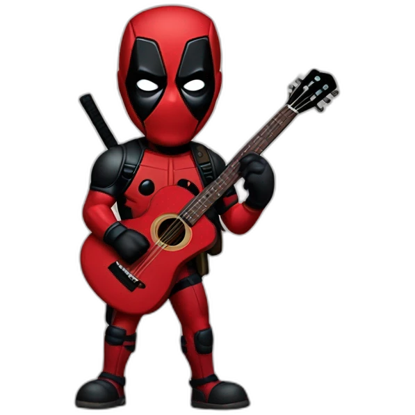 deadpool with guitar emoji