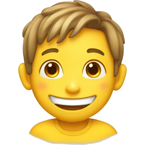 giggling kid face, yellow emoji style emoji