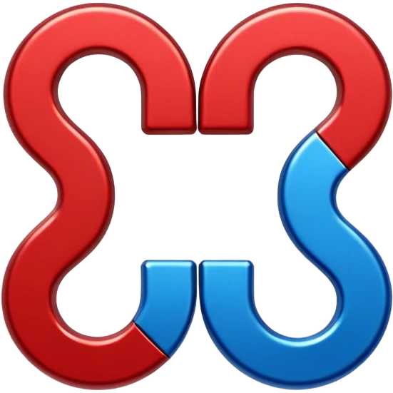 two Magnet Attraction which is in blue and red color in a u shape  emoji