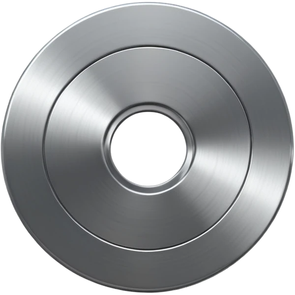 metallic disc emoji, brushed chrome surface, clean geometry, futuristic minimal 3D style, isolated on white emoji