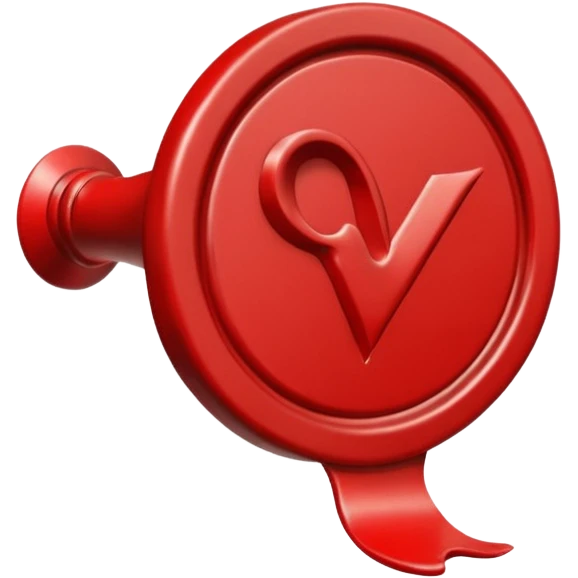 wax seal in the form of a check mark emoji