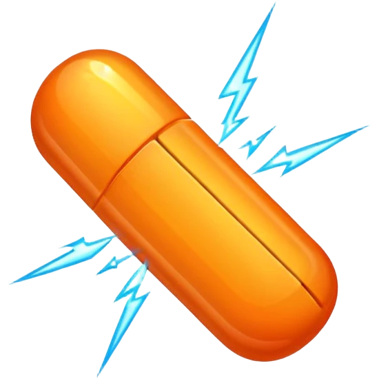 orange pill with a spark on it  emoji