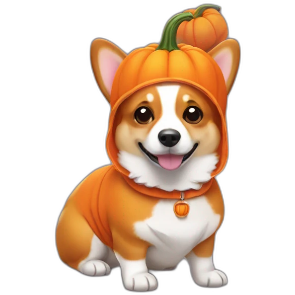 Corgi body wearing pumpkin costume emoji