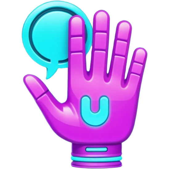 futuristic glowing thumbs down, neon purple and cyan glow, dark background, digital tech style
 emoji