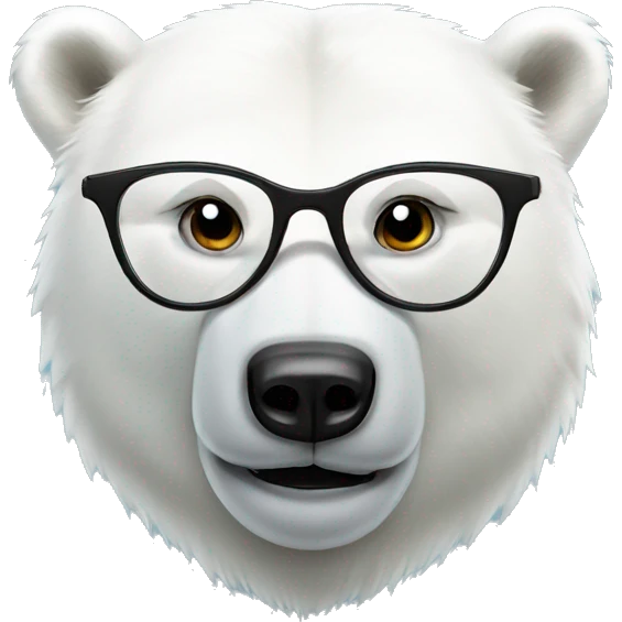 polar bear wear glasses emoji