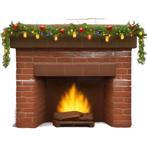 Brick Fireplace with and Christmas lights and stockings emoji