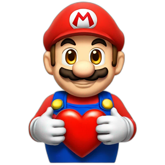 MARIO BROS HOLDING HEART emoji