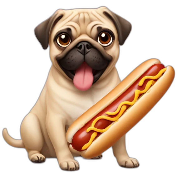 pug eat hot dog emoji