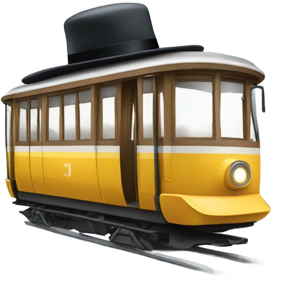Tram wearing a hat emoji