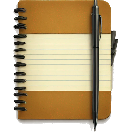 vintage notebook with pen emoji