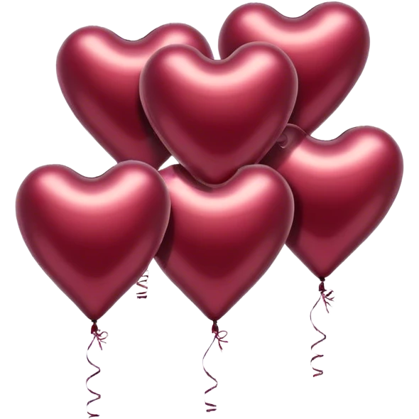 metallic heart-shaped balloons in burgundy  emoji