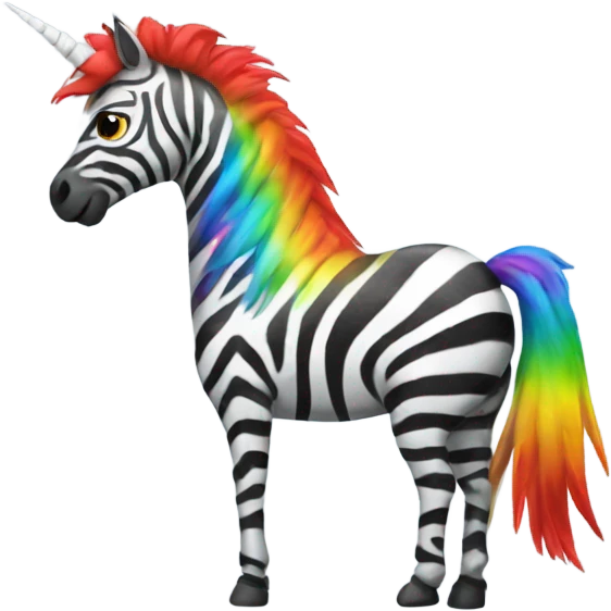 Rainbow zebra unicorn with red wings emoji