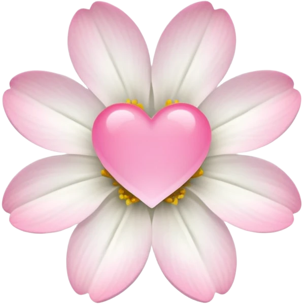 white flower with mini pink heart center emoji