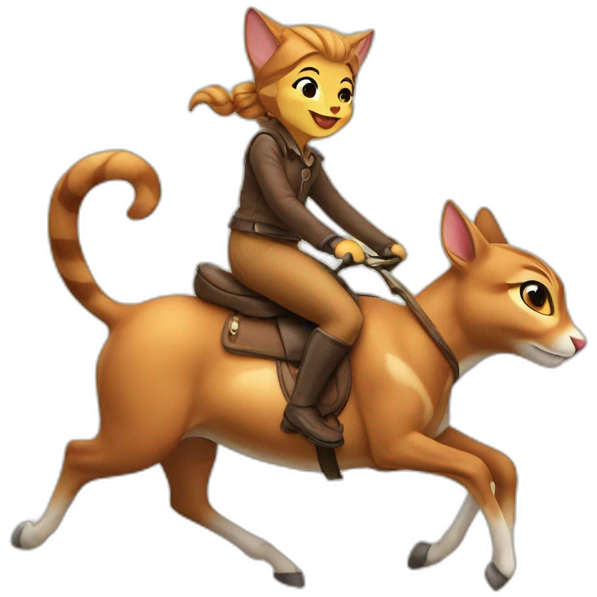 cat riding bambi emoji