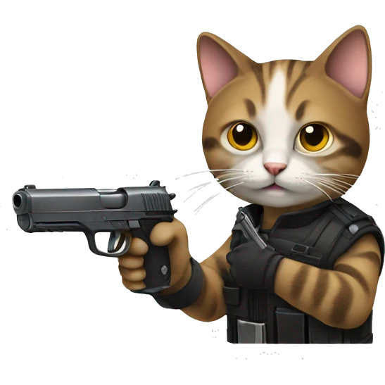 cat with a pistol emoji