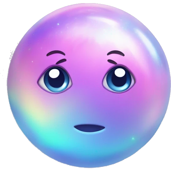 Pastel iridescent Sparkly Nebula galaxy orb, blue pink light blue dark blue purple, cartoony emoji