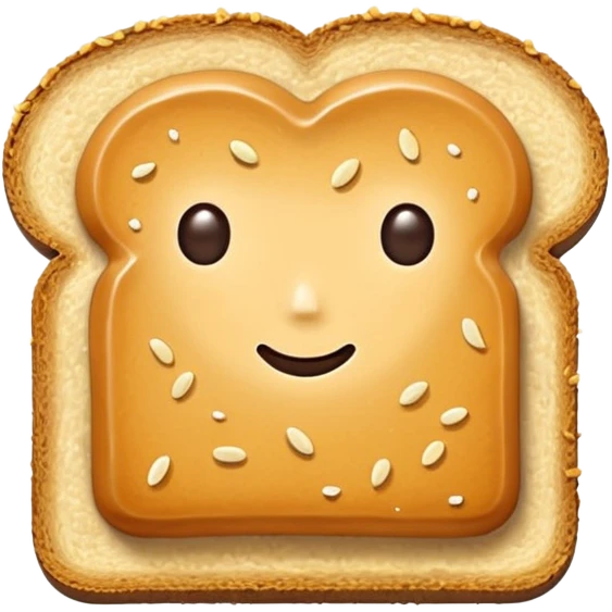 A slice of crispy golden toast with miso butter spread on top, rich brown glossy miso butter with sesame seeds, Japanese style, minimalist icon style emoji