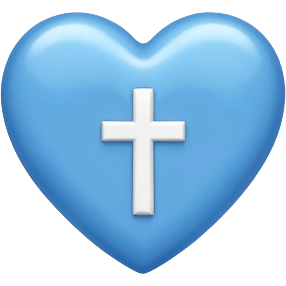 blue heart with christian simple cross emoji