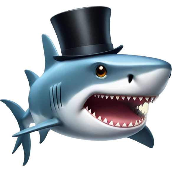 Shark with a top hat emoji