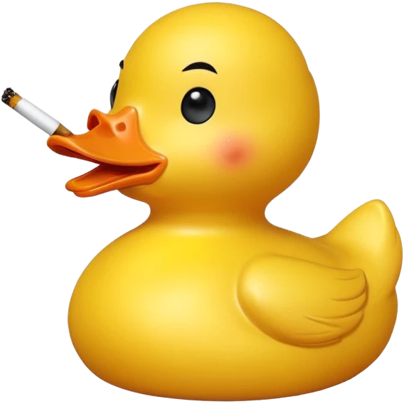 Rubber duck smoking a splif cartoon emoji