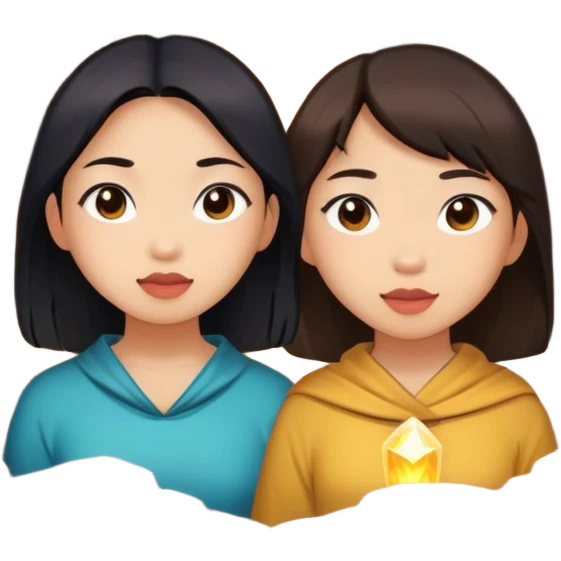 two asian girls in a cave emoji