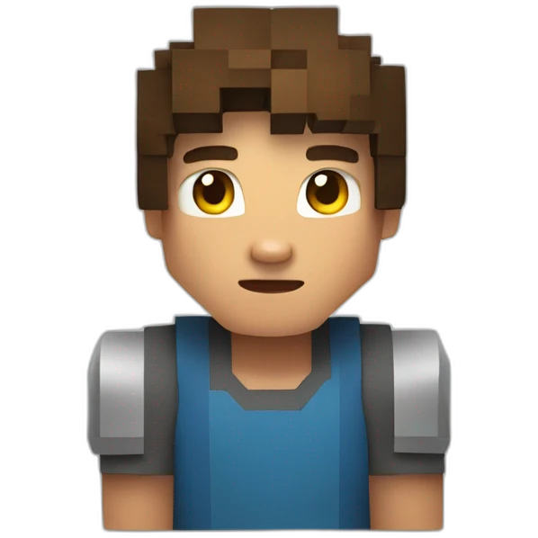 teenager kid with minecraft face emoji
