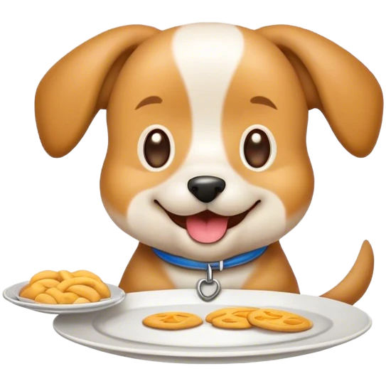 create an emoji with a dog that holds a plate on which it is written "100 friends" emoji