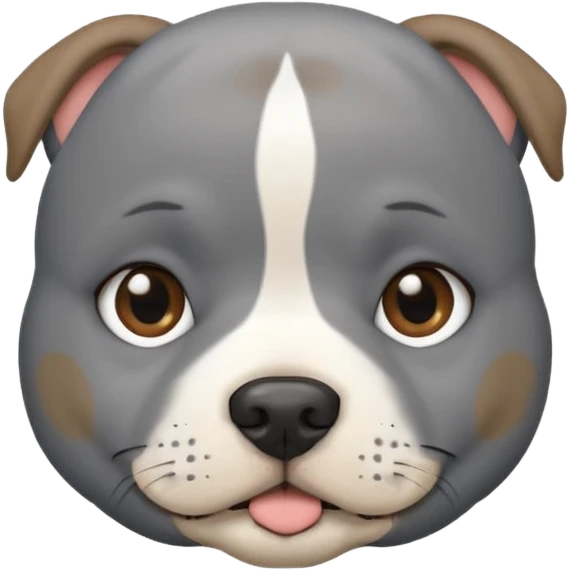 round circle puppy head uniform grey bleu staffy, stupid expression emoji