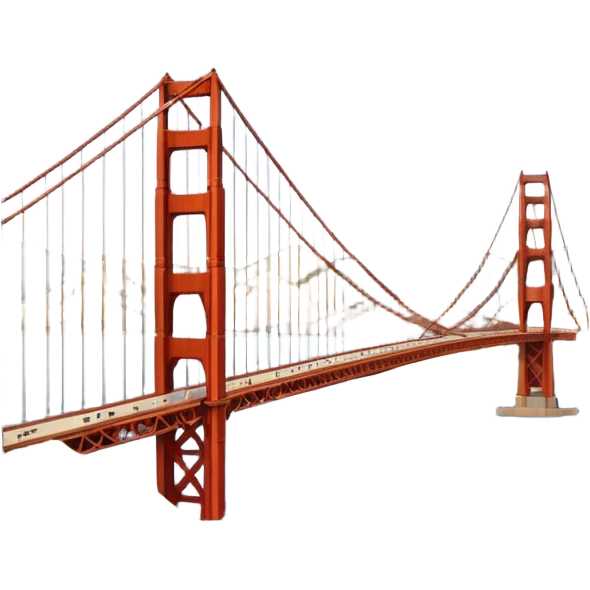 im trying to come up with a classic but still dynamic visual of the golden gate bridge and surrounding hills and the presidio for a work conference. Make it more linear. Include some depth and make it large and rectangular emoji