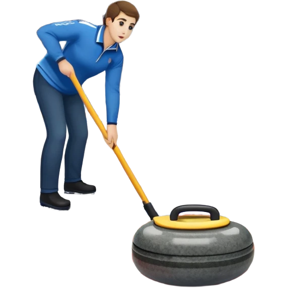 An icon showing a close-up of a curling stone sliding across the ice with a broom beside it. The scene is set in a brightly lit stadium, with detailed spectator stands in the background. Transparent background highlights the focus, skill, and atmosphere of the curling sport. emoji