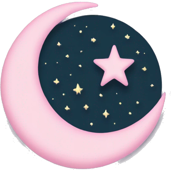 Light pink crescent with light pink moon and star  emoji