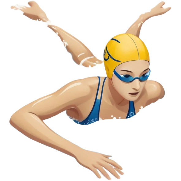 An icon featuring a swimmer in mid-stroke, cutting through the water with a strong, fluid motion. The design includes ripples around the swimmer’s body and a pool lane line in the background, symbolizing speed and technique in swimming. Transparent background highlights the grace emoji