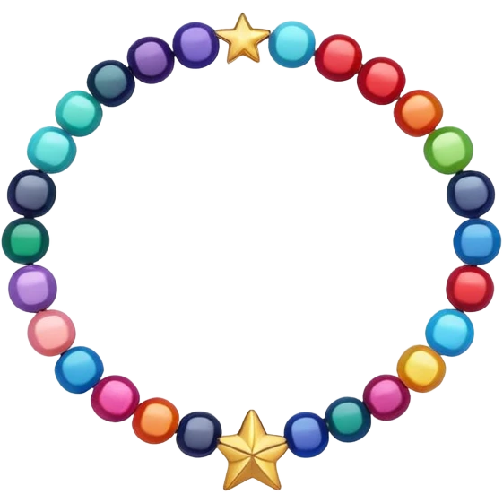 colourful round beaded bracelet with some star beads emoji