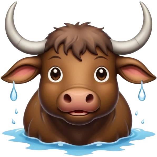 A funny water buffalo in the water  emoji