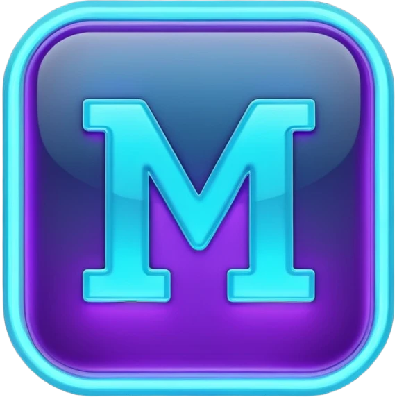 futuristic minimalistic emoji icon, letters "N" formed by three glowing digital lines representing Storm, Atom and NoizeGames, neon purple (#8B5CF6) and cyan (#00E0FF) on dark background, modern tech style, 1:1 aspect ratio emoji