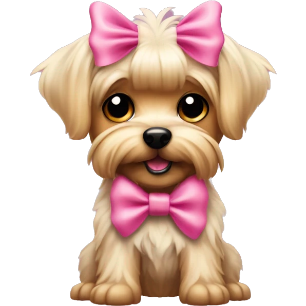Dog Yorkshire party color with a pink bow emoji