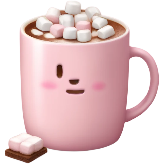 Light Pink mug of hot chocolate with marshmallows  emoji