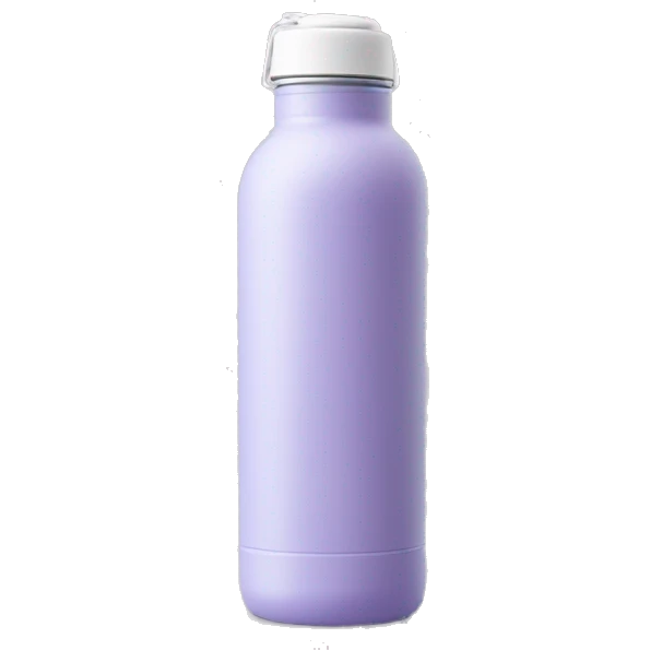 pastel purple water bottle with white lid and detsils emoji