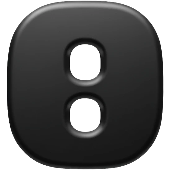 Minimal emoji, number 8 made of solid matte black metal, thick symmetrical form, subtle metal texture, deep shadows, no glow, no neon, flat emoji design, centered, transparent background emoji