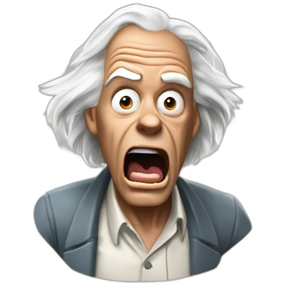 1955 Doc Brown from back to the future looking shocked and his mouth wide open. No eye-ware. emoji
