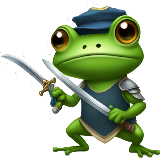 Frog holding sword  emoji