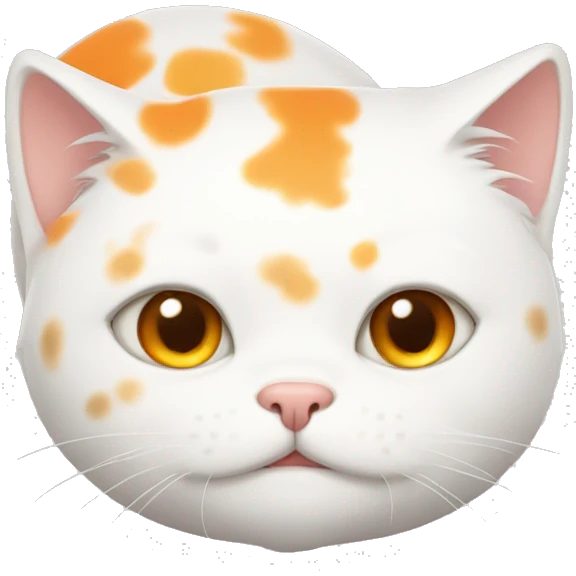 white cat with orange spots, fat emoji