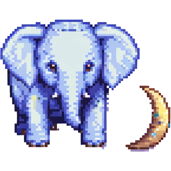 an elephant on the moon, pixel art style emoji