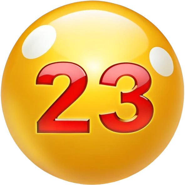 golden billiard ball with the number 23 in a glowing neon style emoji