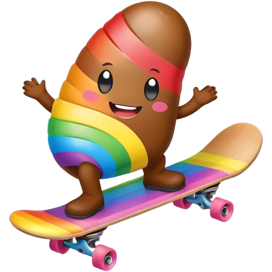 rainbow kawaii Poop skateboarding  emoji