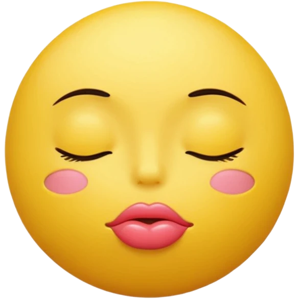 a yellow ball that has his eyes closed and his lips puckered out emoji